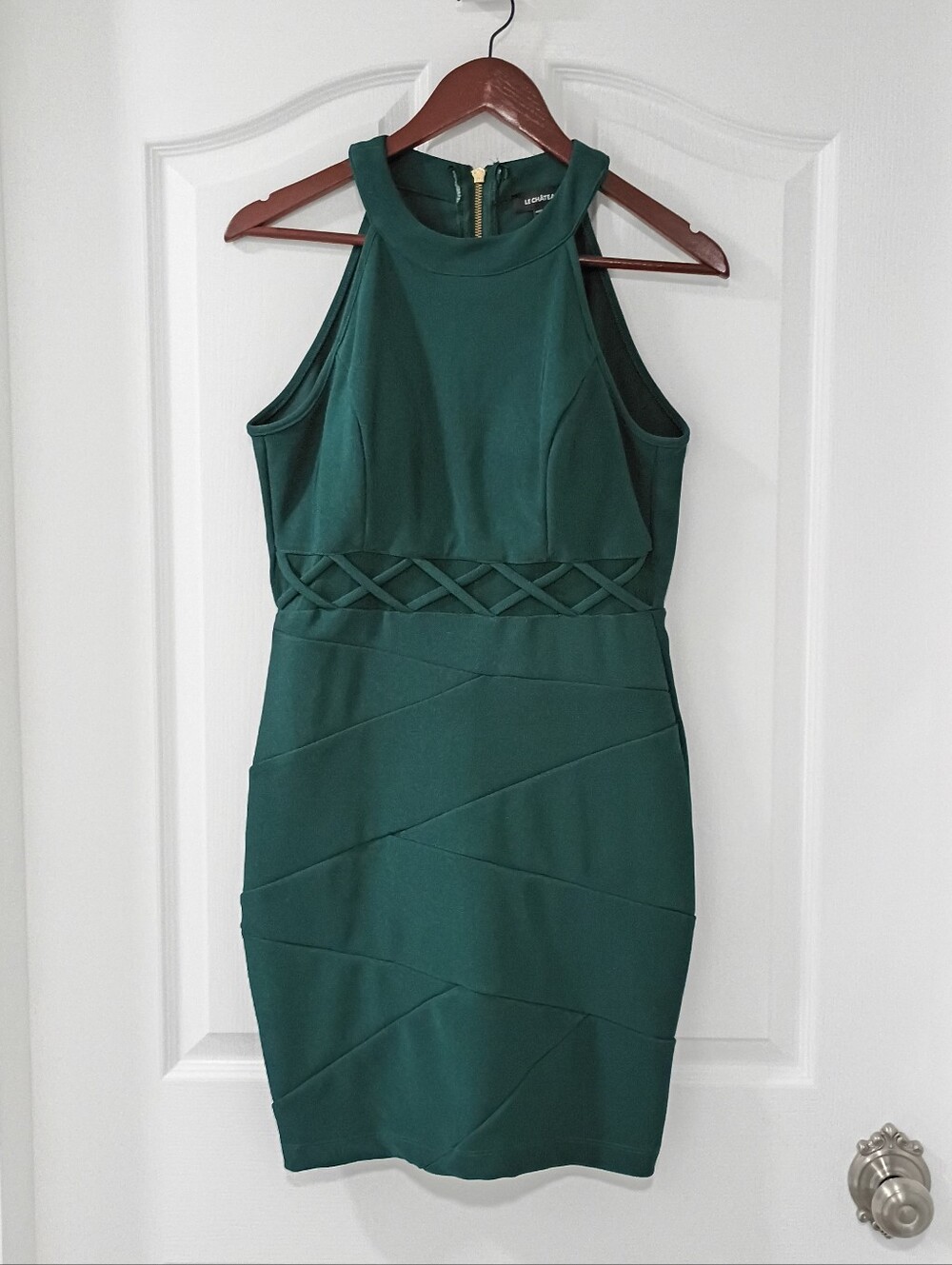 le chateau Hunter Green Sleeveless Bodycon Mini Dress